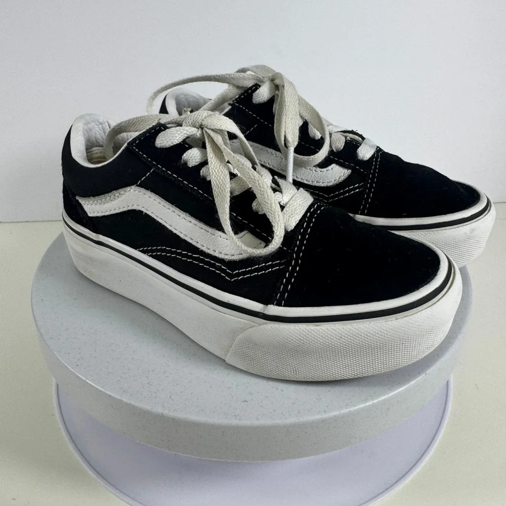 Vans Old Skool Kids Sneakers Classic Skate Low Top Black White US 13.5